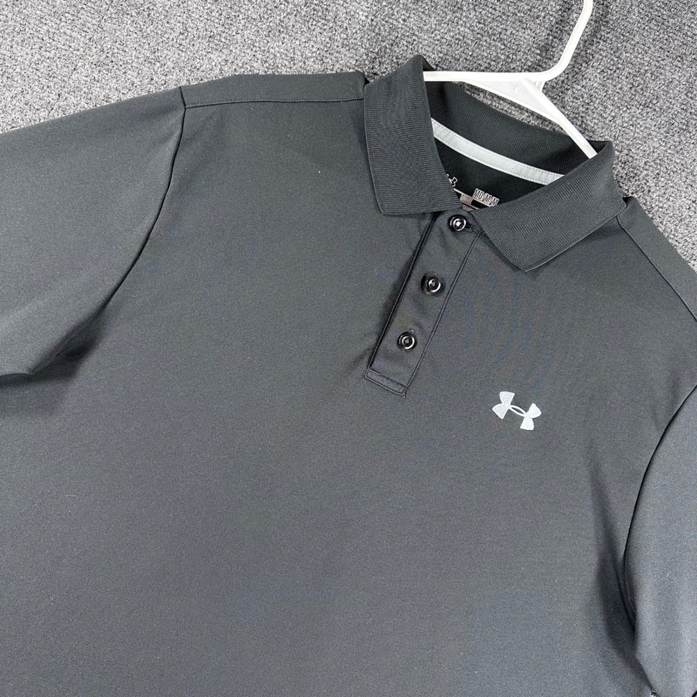 Under Armour Polo Shirt Mens M Medium Grey HeatGear Loose Fit Golf Athletic